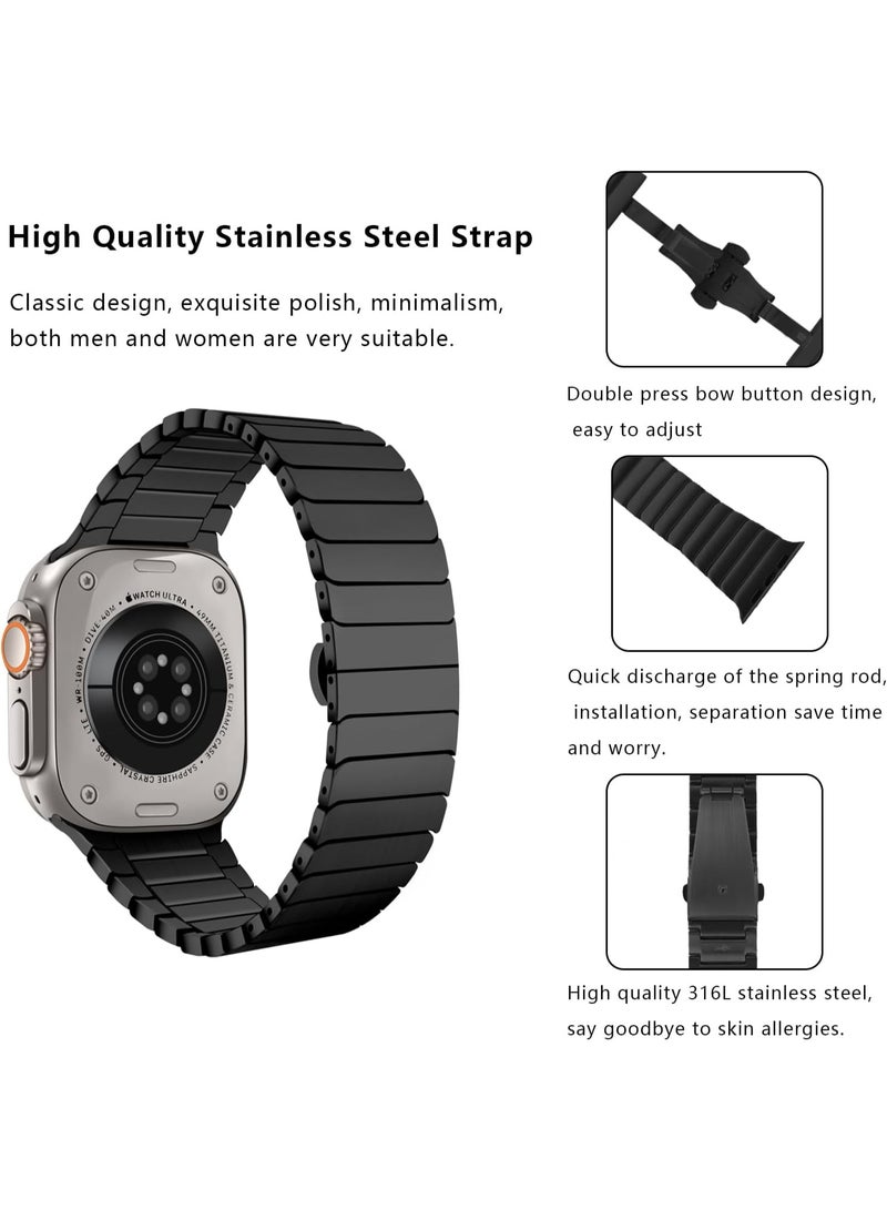 Watch Band Strap 38mm 40mm 41mm Compatible with Apple Watch Stainless Steel Metal Bands, Replacement Wristband, for iWatch Series 9/8/7/6/5/4/3/2/1/SE/iWatch Ultra2 Ultra  (Black)  - Image 5