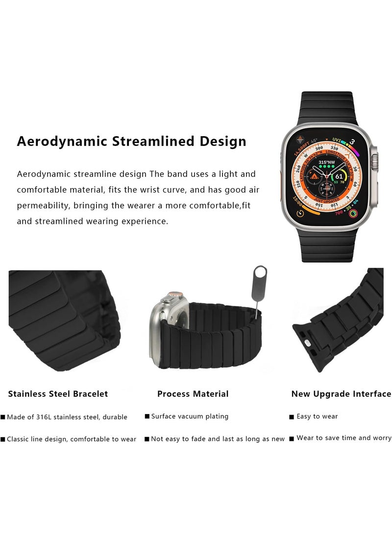 Watch Band Strap 38mm 40mm 41mm Compatible with Apple Watch Stainless Steel Metal Bands, Replacement Wristband, for iWatch Series 9/8/7/6/5/4/3/2/1/SE/iWatch Ultra2 Ultra  (Black)  - Image 4