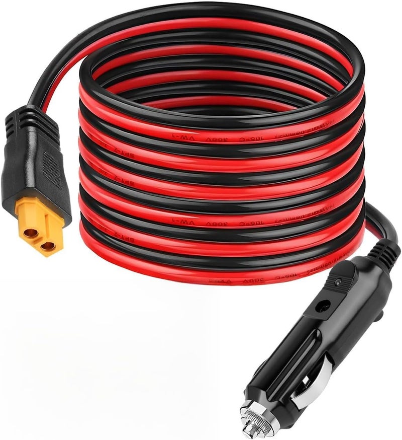 BUZUYIWAR محول تيار مستمر 12V/24V من نوع XT60 لـ ECOFLOW، شاحن سيارة بطول 3 أمتار إلى XT60 لـ DELTA Delta 3 2 Max Bluetti EB55 Anker 757 767 SOLIX C200 C300 C1000 محطة طاقة مولد شمسي قابس XT60 سلك شحن سيارة 16AWG - Image 1