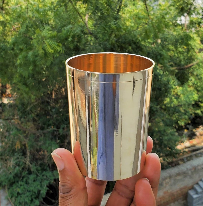Pure Source India Bronze Kansa Glass Handmade 1 Piece 200 Ml Gold - Image 4