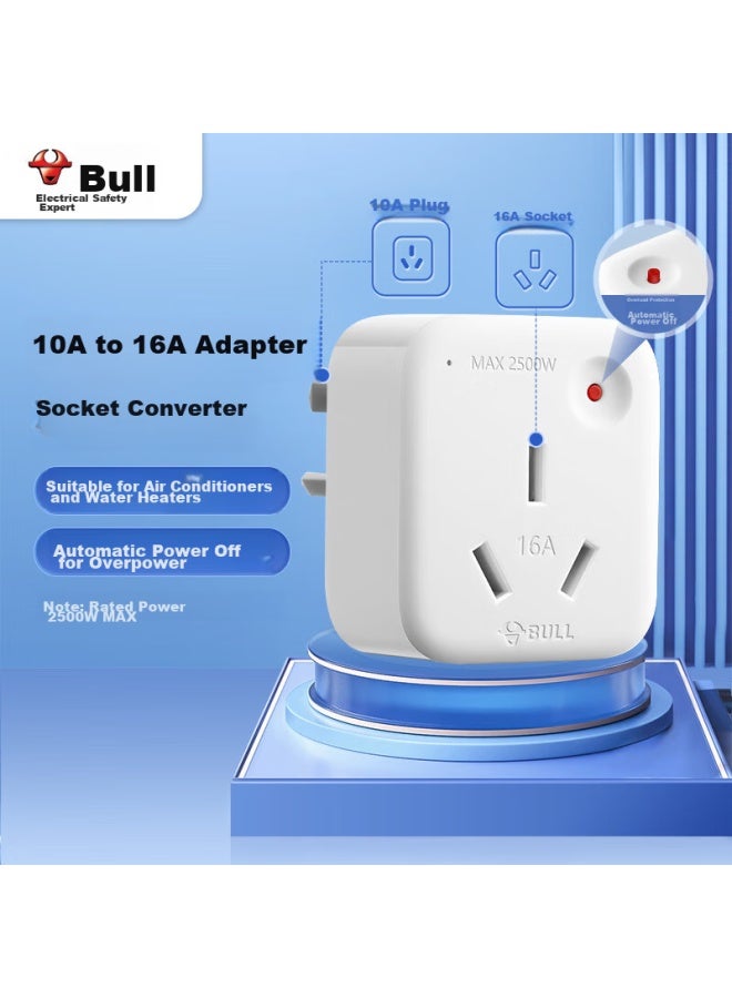 Bull Air Conditioner Socket, 10a To 16a Conversion Plug/power Adapter, 1-port Wireless 10a To 16a Plug, Overpower And Overload Protection, Gn-901t - Image 1