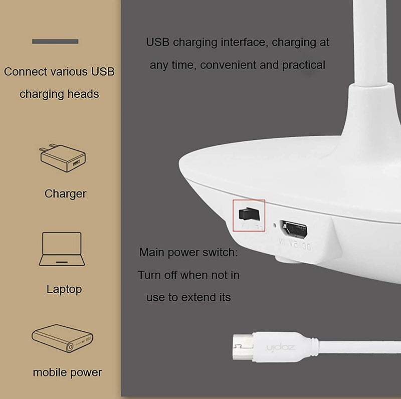 Gesto Rechargeable Battery Operated Desk Lamp – 3 Level Brightness Study Table Lamp for Students,Study Lamp for Office Table,Night Light for Study Room | Gooseneck Reading Light for Work from Home - Image 5