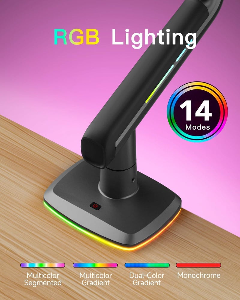 NB ERGONOMIC NB Gaming Monitor Arm or for 32 to 60 Inches Screen, Load up to 20 kg, VESA 75/100, RGB-Light, Heavy Duty, Multi Angle Adjustable, Premium Aluminum, Yellow - Image 5