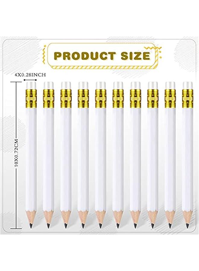 Arabest 72 Pcs 4 Inch White Golf Pencils Small Mini Half Pencils with Eraser Wedding Pre Sharpened Hexagon 2 Short HB Gifts for Bridal Shower Office Writing Drawing Gift(White) - Image 2
