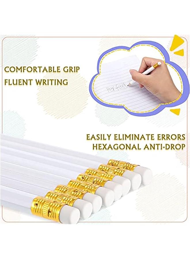 Arabest 72 Pcs 4 Inch White Golf Pencils Small Mini Half Pencils with Eraser Wedding Pre Sharpened Hexagon 2 Short HB Gifts for Bridal Shower Office Writing Drawing Gift(White) - Image 4
