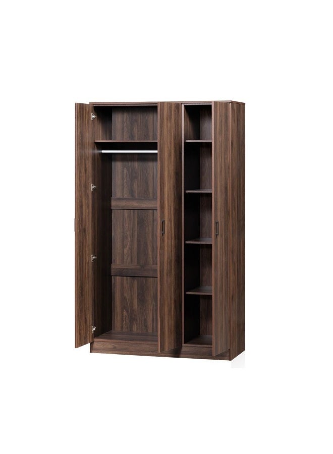 DANUBE HOME خزانة غامورا ذات 3 أبواب خزانة خشبية عصرية مع تخزين واسع، أبواب متأرجحة أنيقة لغرفة النوم، منظم خزانة، أثاث منزلي أنيق وديكور غرفة نوم - كولومبيا بني داكن - Image 4