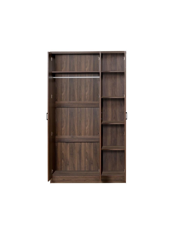 DANUBE HOME خزانة غامورا ذات 3 أبواب خزانة خشبية عصرية مع تخزين واسع، أبواب متأرجحة أنيقة لغرفة النوم، منظم خزانة، أثاث منزلي أنيق وديكور غرفة نوم - كولومبيا بني داكن - Image 5