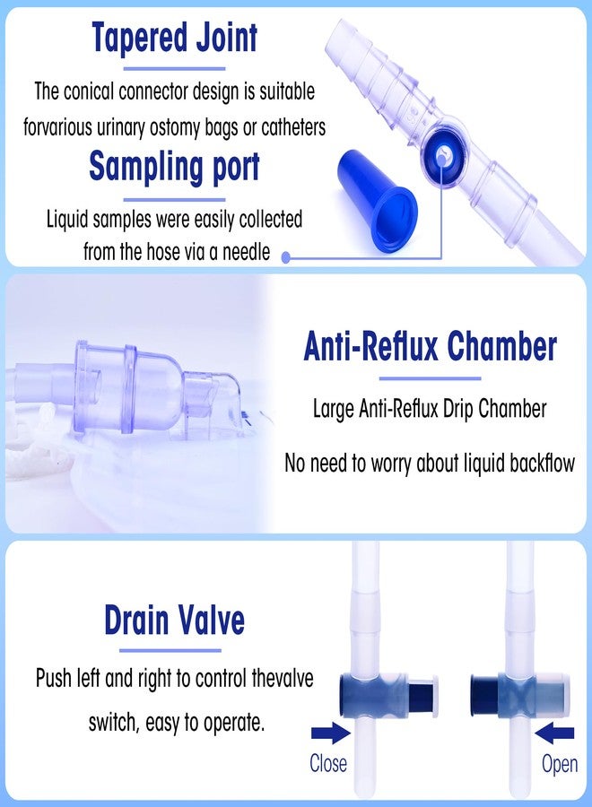 Dedsio 4000ml Urinary Drainage Bag, 3 Pack Catheter Bags for Women and Men, Professional High Capacity Urinary Drainage Bags with Anti-Reflux Chamber,50” Drainage Tube, Adjustable Clips & Hanging Hook - Image 5
