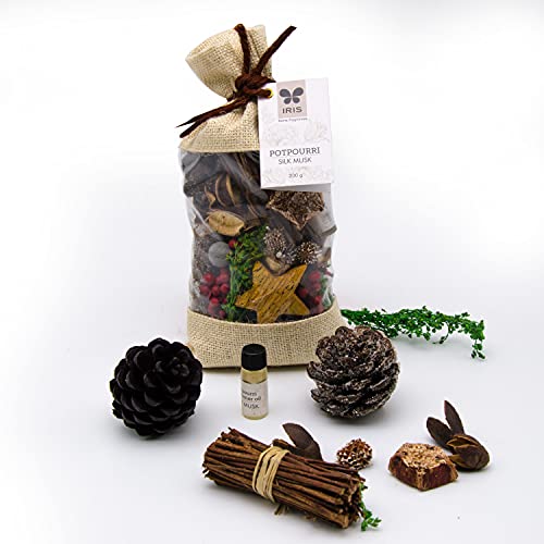 IRIS Potpourri in Jute Bag Fragrance Silk Musk 200 gram with Potpourri Refresher Oil 5ml - Image 4