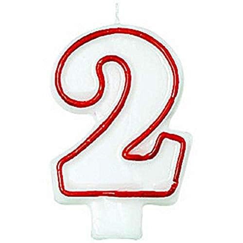 Amscan Bold Red  White Flat Molded 2 Candles  3Inch 1 Piece   EyeCatching Design  Perfect for Celebrations  Anniversaries