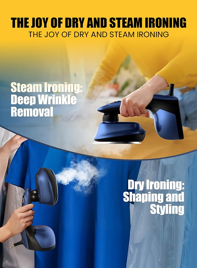 Deerma 2 In 1 Portable Garment Steamer Sterilizer And Ironing Machine 160ml Removable Water Tank Remove Mites Dual-Core Channel Hot Air 1000W Pulse Steam Automatic Power off 160 ml 1000 W HS300 Blue - Image 4