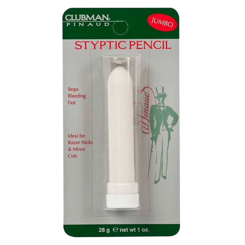 Clubman Jumbo Styptic Pencil Treat and Seal Shaving Cuts Instantly Antihemorrhaging Stick First Aid Device White 1 oz