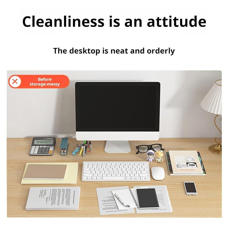 Olpad Adjustable Dual Monitor Stand with Storage Organizer, Wooden Desktop Riser for Monitors, Bamboo Corner Desk, Ergonomic Computer Riser with Pen Holder and Organizer (Monitor Stand (white) 3 Box Simple) - Image 4