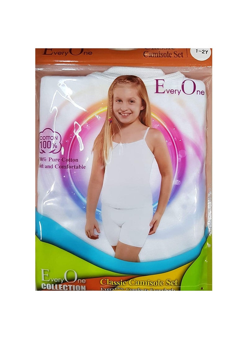 Everyone Girls White Cotton camisole and Boxer Underwear Set (pack of 6) - Image 3