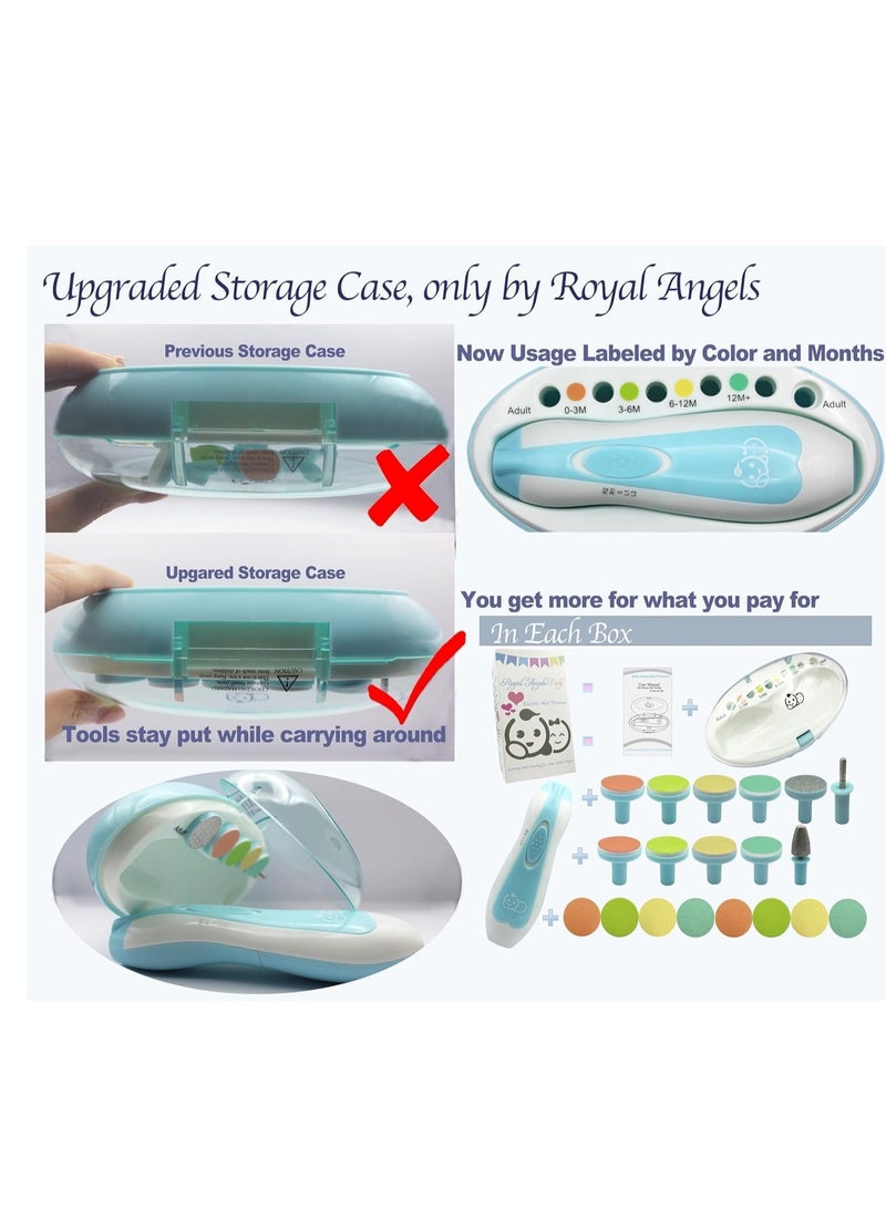 مقص أظافر الأطفال 20 في 1 من Baby Safe، مقص أظافر كهربائي للأطفال، مجموعة مبرد أظافر للأطفال، رؤوس بديلة إضافية، أصابع قدمي وأظافر الأطفال حديثي الولادة، تقليم وتلميع (أزرق) - Image 4