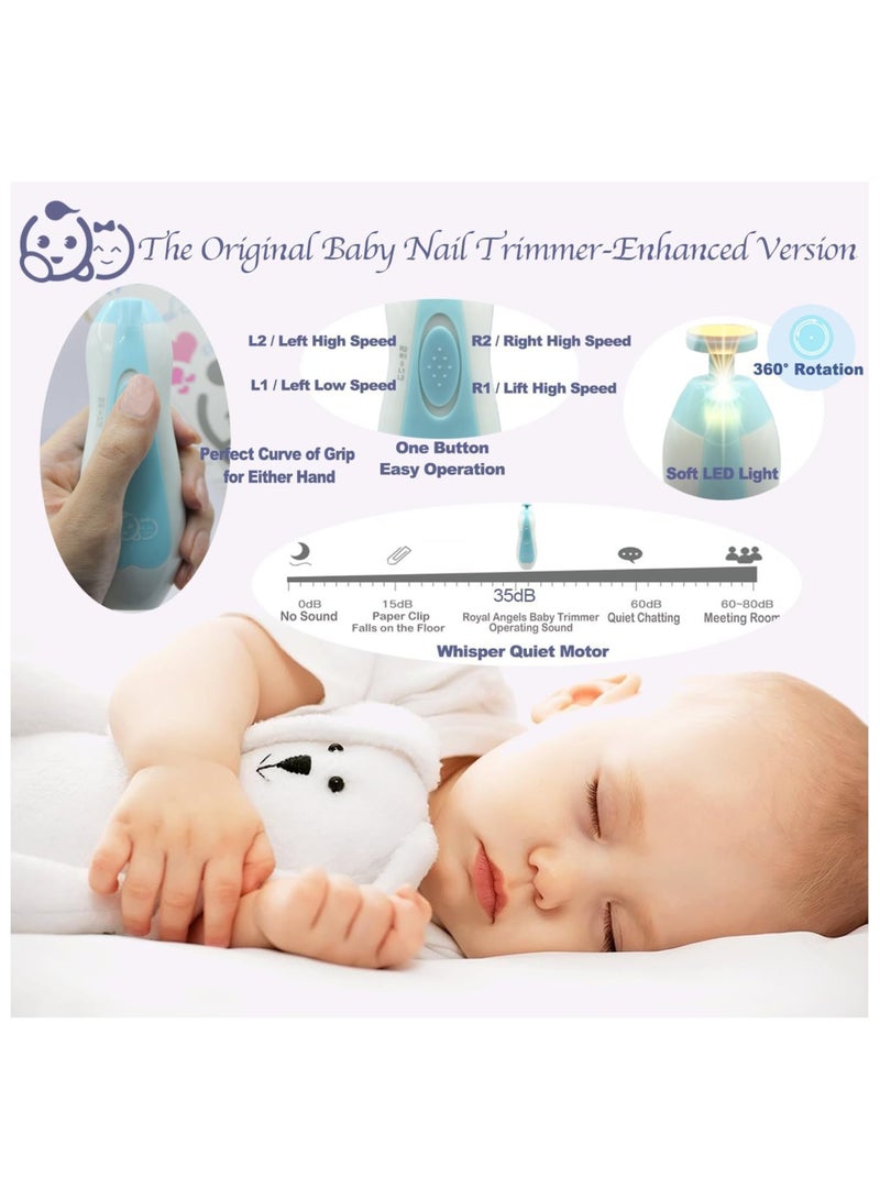 مقص أظافر الأطفال 20 في 1 من Baby Safe، مقص أظافر كهربائي للأطفال، مجموعة مبرد أظافر للأطفال، رؤوس بديلة إضافية، أصابع قدمي وأظافر الأطفال حديثي الولادة، تقليم وتلميع (أزرق) - Image 3