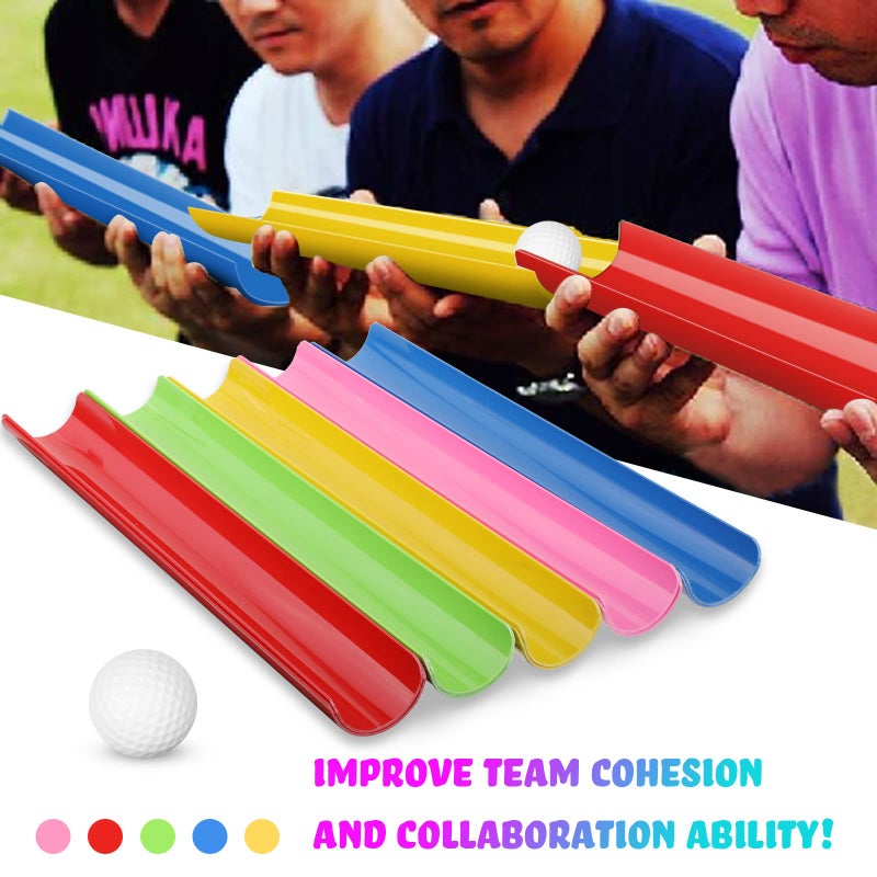 Sratte Team Building Activities Games Eamwork Group Learning Exercise Activities with Half Pipes Golf Balls Storage Bags Teamwork Kit for Adults Teens Field Day Game School Gym Outdoor Youth Sports (2 Sets) - Image 5