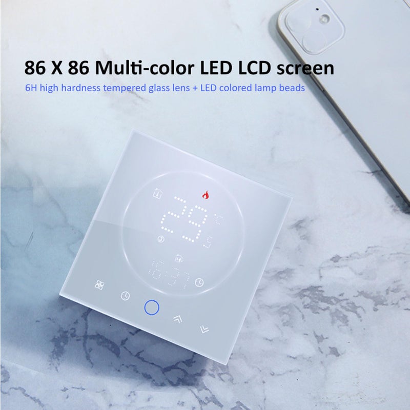 Wireless Programmable Smart Thermostat Recessed 13mm LED Screen AC95 240V Temperature Controller White - Image 4