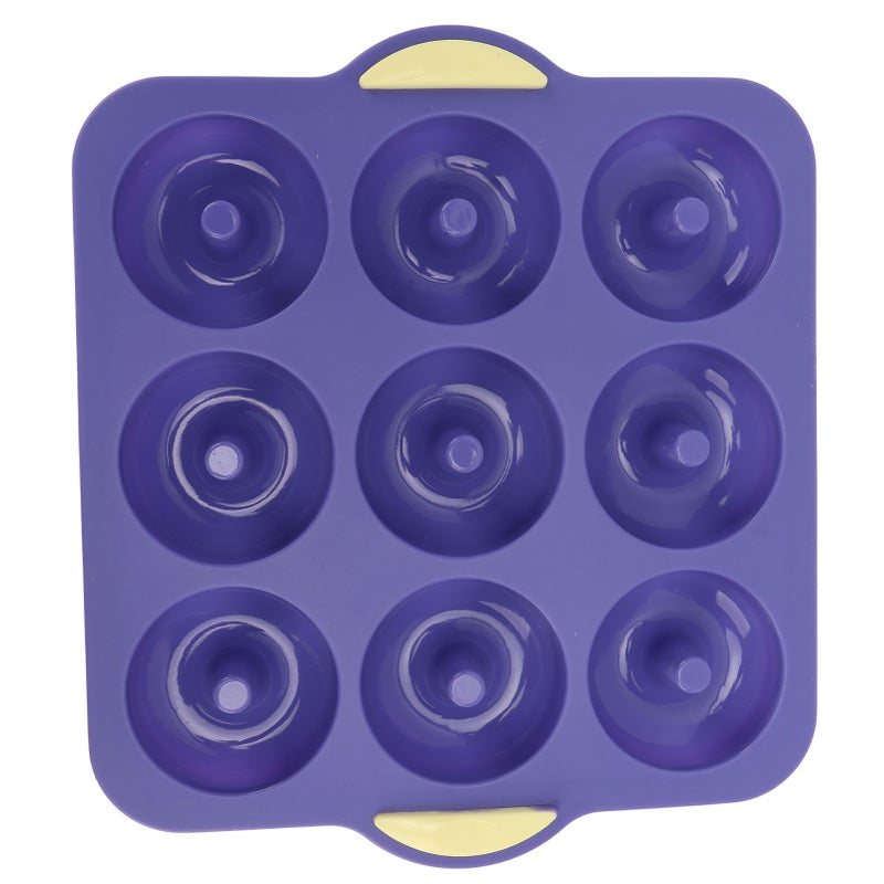 Silicone Donut Mold 9 Cavity Prevents Stick Safe Heat Resistance Doughnut Pan Set for Cake Biscuit Bagels Muffins Royalblue - Image 3