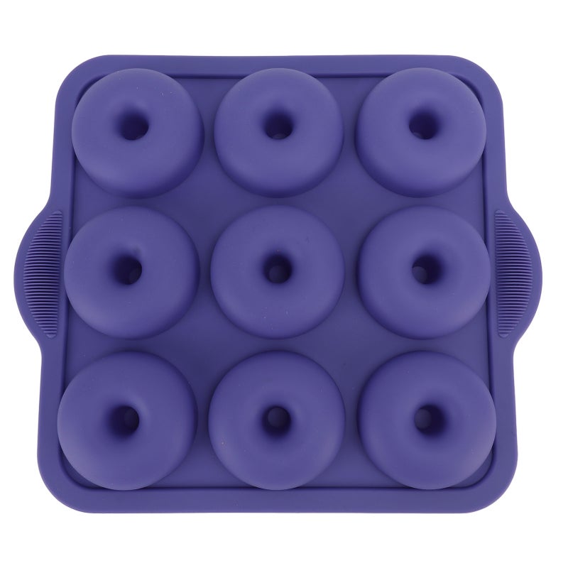 Silicone Donut Mold 9 Cavity Prevents Stick Safe Heat Resistance Doughnut Pan Set for Cake Biscuit Bagels Muffins Royalblue - Image 2