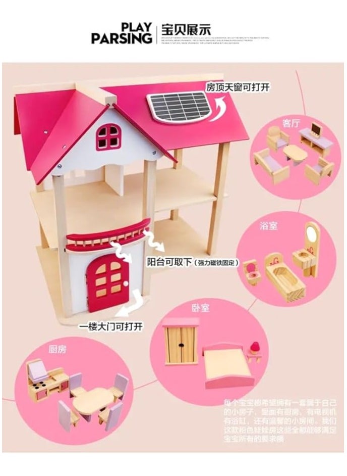 Nano Classic Kids Wooden Doll House Toy (45 * 23 * 45cm) for Girls with 45cm Height  - Image 4