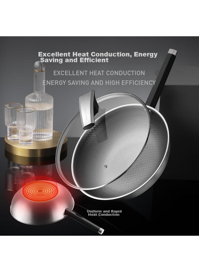Joyoung Non-stick Wok, 316 Stainless Steel Pan, Cooking Pan For Home Use, Honeycomb Pot, Suitable For All Stoves, 32cm - Image 3