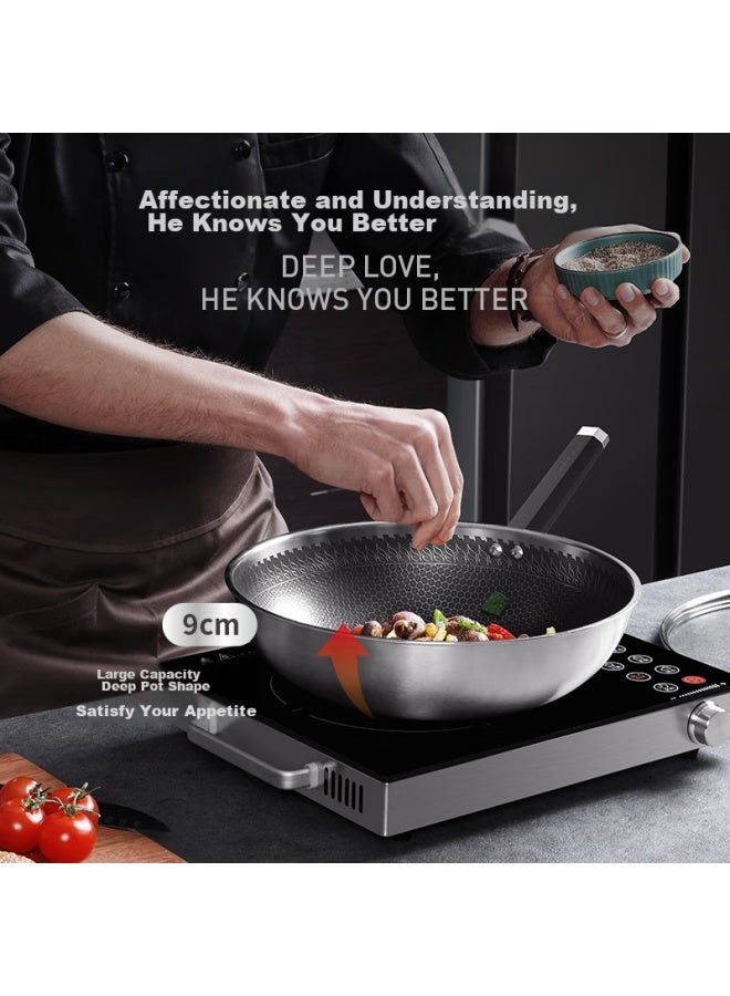 Joyoung Non-stick Wok, 316 Stainless Steel Pan, Cooking Pan For Home Use, Honeycomb Pot, Suitable For All Stoves, 32cm - Image 5