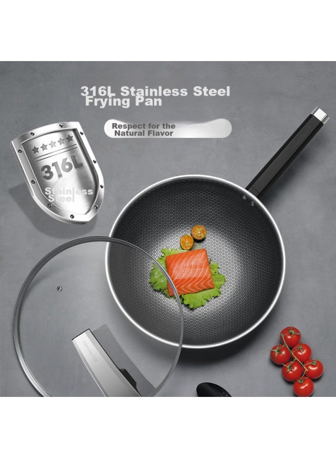 Joyoung Non-stick Wok, 316 Stainless Steel Pan, Cooking Pan For Home Use, Honeycomb Pot, Suitable For All Stoves, 32cm - Image 2