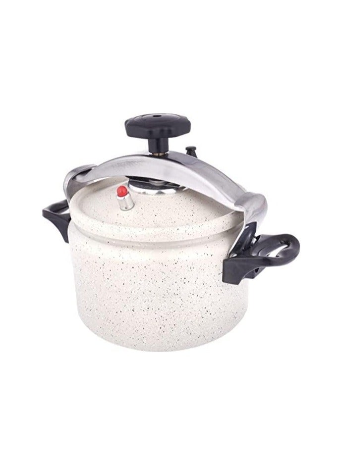 2.5L Premium Granite Pressure Cooker in Beige - High-Safety Design with Heat Diffuser Base & Stay-Cool Handles Non-Stick Rapid Cooking Pot, Dishwasher Safe - Perfect for Healthy Meals and Fast Meat Preparation