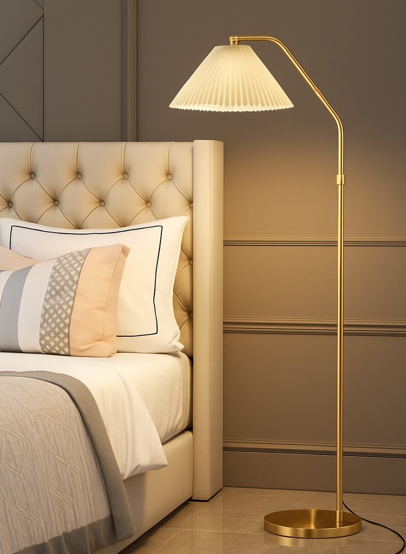 Fullight Modern Gold Floor Lamp with Pleated Fabric Shade, App & Remote Control, 3-Level Dimming, E27, for Living Room, Bedroom, Office - Image 1