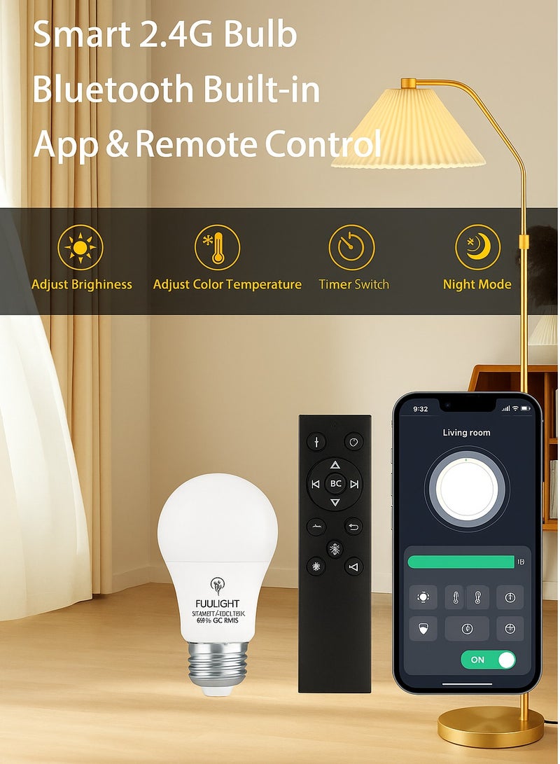 Fullight Modern Gold Floor Lamp with Pleated Fabric Shade, App & Remote Control, 3-Level Dimming, E27, for Living Room, Bedroom, Office - Image 5