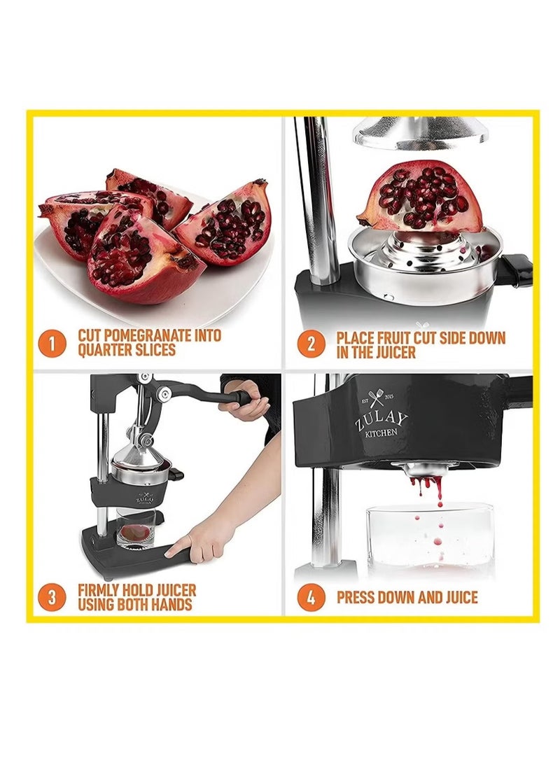 TIGER Manual Metal Hand Citrus Juicer Lemon Squeezer with Lever  Fresh Juice Extractor for Lime, Orange, Pomegranate, Grapefruit –- Large Juice Press, Healthy and Easy to Use - Image 3