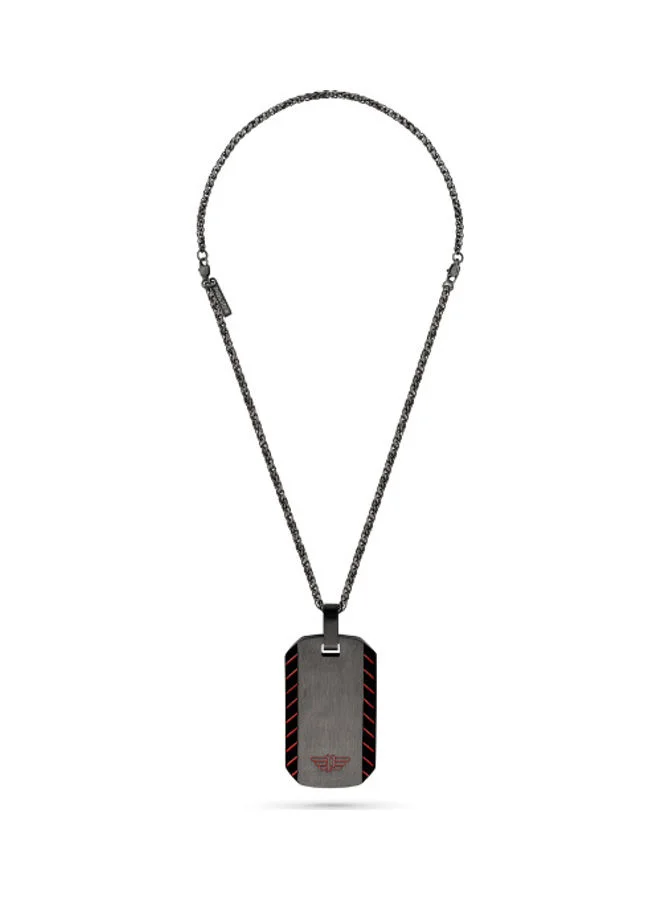 بوليس Skive Mens Grey Ip Shiny P Tag Necklace