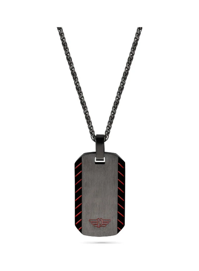 Skive Mens Grey Ip Shiny P Tag Necklace