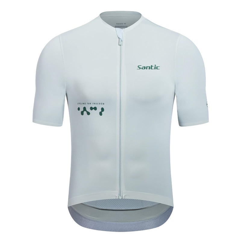 قميص دراجات سانيتيك للرجال بأكمام قصيرة قميص دراجة كامل بسحاب UPF 50 مع جيوب باللون الأزرق