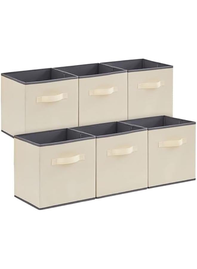 MIXDE Collapsible Storage Cubes Foldable Fabric Bins Multi-color Organizers Decorative Organizing Baskets for Shelves for Closet, Utility Room, Storage Room Set of 6 (Beige, 27CM) - Image 1