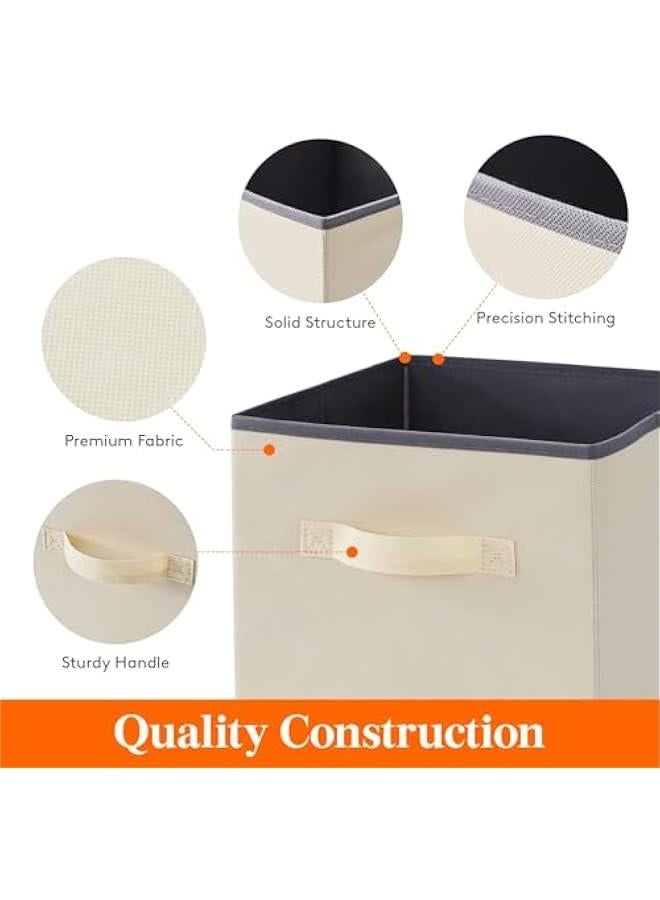 MIXDE Collapsible Storage Cubes Foldable Fabric Bins Multi-color Organizers Decorative Organizing Baskets for Shelves for Closet, Utility Room, Storage Room Set of 6 (Beige, 27CM) - Image 3