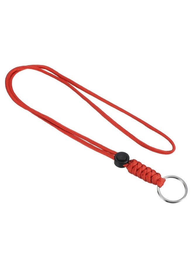 PATIKIL Badge Lanyard With Keyring 18 Inch, Necklace Keychain Cord Metal Hook Strap For Keys Whistle Id Card Badge Holder, Red  - Image 1