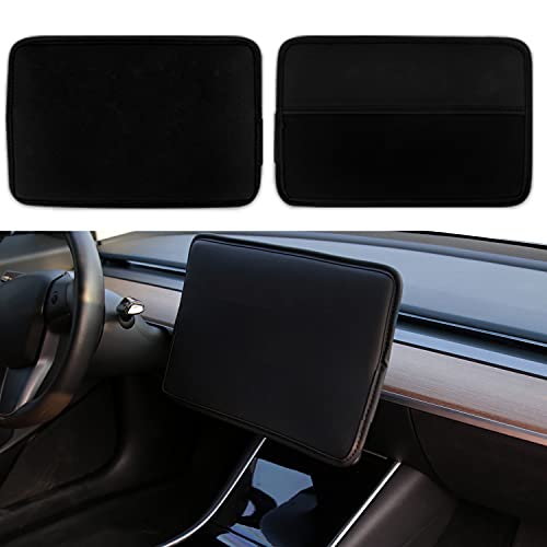 XTAUTO Screen Protector Cover Compatible with Tesla Model 3 Model Y Center Console Display Cover Folding Sun Shade Sleeve Screen Protection from Scratch, Dust, Heat Tesla Interior Accessories (Black) - Image 1
