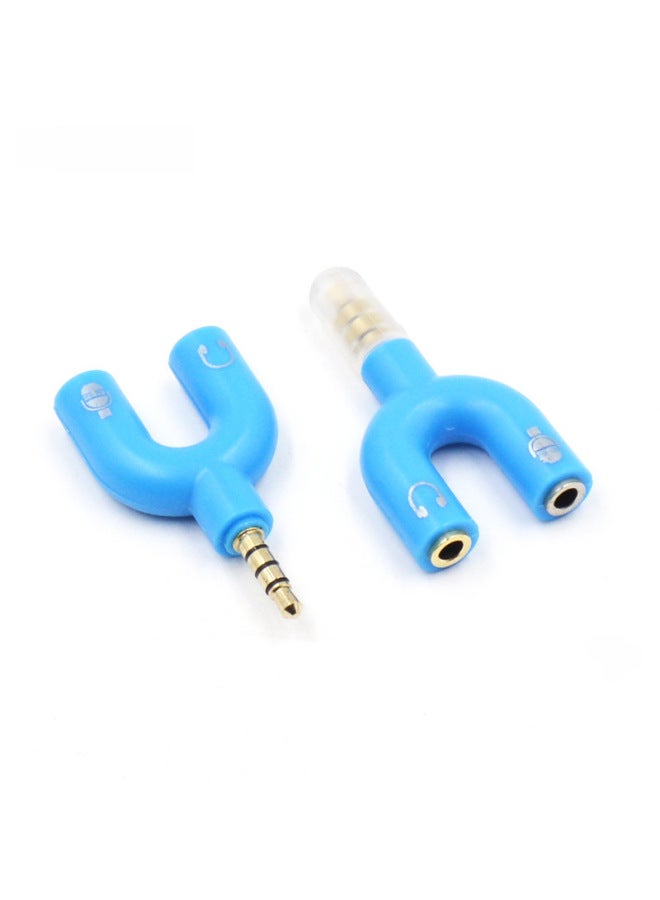 One-two Audio Adapter U-shaped 3.5mm Two-in-one Converter Line Recording Microphone Computer Mobile Phone Singing-Interface Form:U-shaped Audio Sub-wheat/gold-plated [blue]]  - Image 3