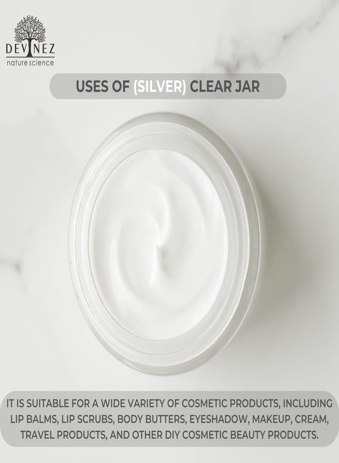 Devinez 30g Clear Glass Cosmetic Jars- Refillable with Silver Lids & Inner Liners, Ideal for Makeup, Creams, Scrubs, Jewelry & Travel Essentials, 100% Recyclable & Sustainable (Set of 4) - Image 4