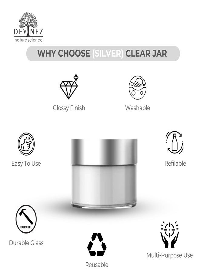 Devinez 30g Clear Glass Cosmetic Jars- Refillable with Silver Lids & Inner Liners, Ideal for Makeup, Creams, Scrubs, Jewelry & Travel Essentials, 100% Recyclable & Sustainable (Set of 4) - Image 5