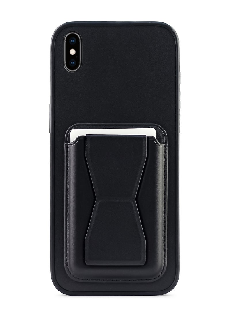 Generic - Leather back cover with card wallet Foldable Shockpoof Case compatible with Iphone Xs Max (Black) - Image 1