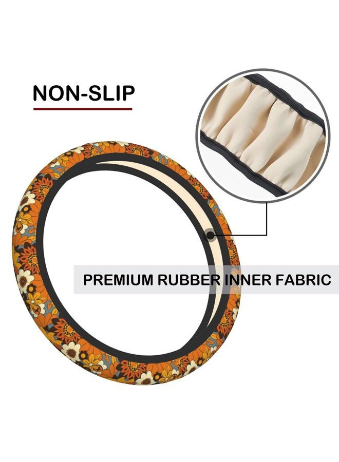 KARREAL Bohemian Flowers Elastic Steering Wheel Cover, Non-slip Breathable Neoprene Steering Wheel Covers, Women Car Accessories, Universal 15 Inch Fit Auto, Suvs, Truck - Image 5