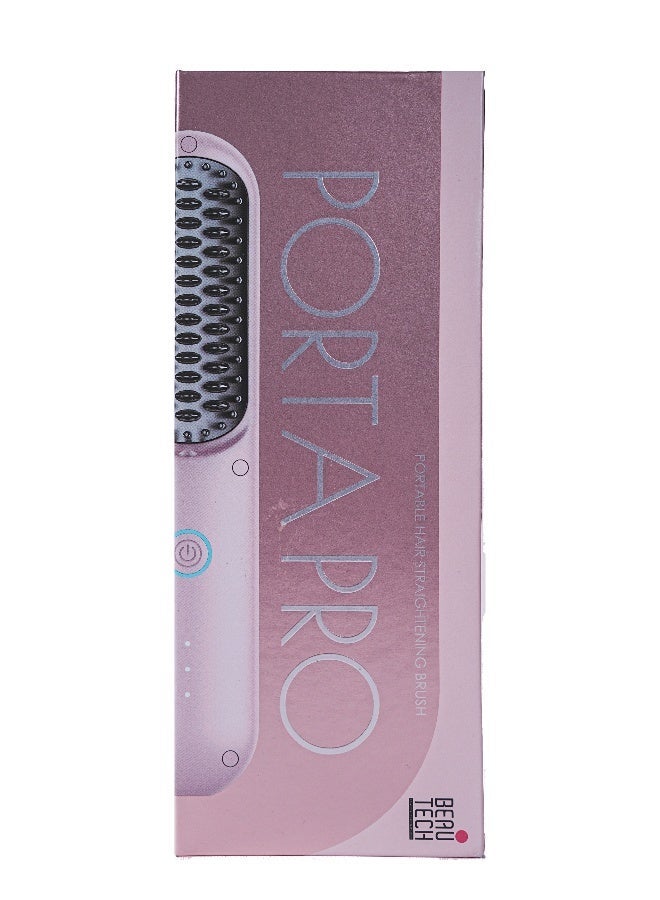 ELTRAZONE Cordless Hair Straightener Brush - Porta ECO Portable Straightening Brush for Travel, Mini Hot Ionic Straightener Comb for Women, Ceramic Coating, Lightweight for Touch-ups, No Charger, Pink - Image 5