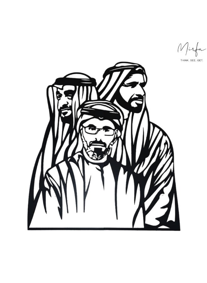 مرفا لوحة حائط خشبية ذات قاعدة لاصقة - أسود (شيوخ أبوظبي) - Image 1