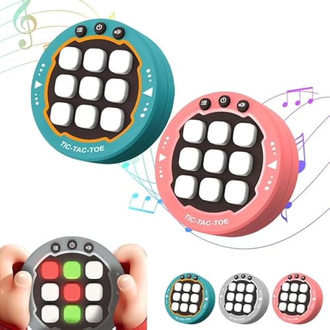 HANDHELD PUZZLE GAME CONSOLE,TIC TAC TOE BOLT GAME EDUCATIONAL ROAD TRIP ACTIVITIES FOR KIDS,BOARD GAMES,PORTABLE TRAVEL GAMES FOR CAR RIDE,BOARD GAMES FOR KIDS AND ADULTS,BIRTHDAY GIFTS (GREEN+PINK) - Image 2