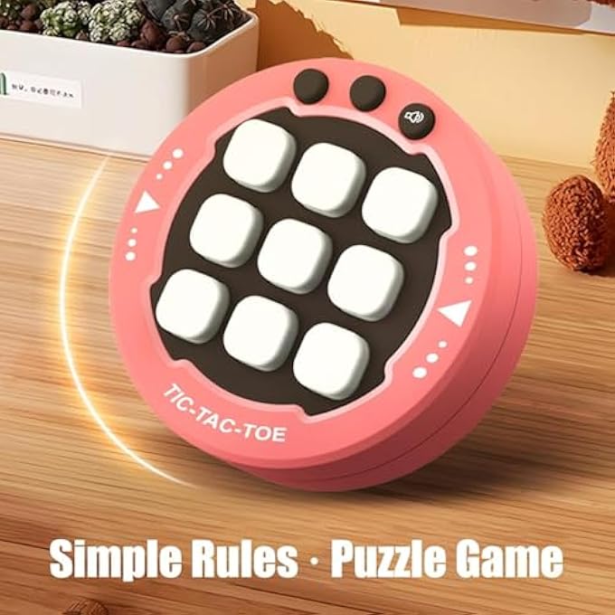 HANDHELD PUZZLE GAME CONSOLE,TIC TAC TOE BOLT GAME EDUCATIONAL ROAD TRIP ACTIVITIES FOR KIDS,BOARD GAMES,PORTABLE TRAVEL GAMES FOR CAR RIDE,BOARD GAMES FOR KIDS AND ADULTS,BIRTHDAY GIFTS (GREEN+PINK) - Image 4