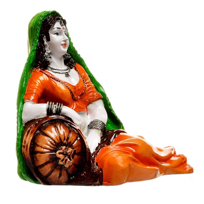 Karigaari India Handcrafted Polyresine Rajasthani Lady in Resting Posture for Home Decor - Image 4
