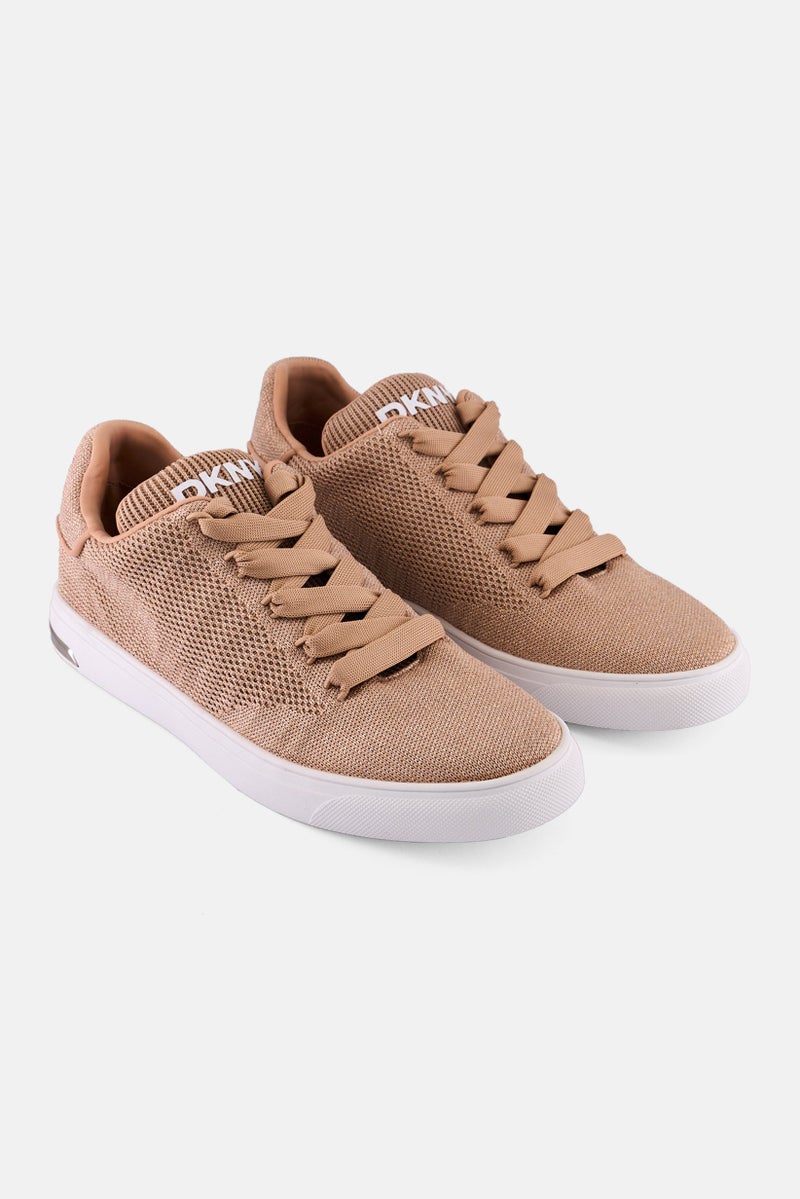 DKNY Women Abeni Knit Lace Up Casual Shoes, Peach  - Image 1